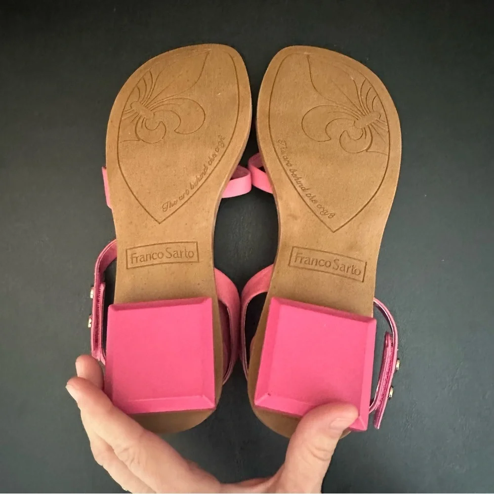 Franco Sarto Sandal Parker Ankle Strap Pink Leather Women 9M Spring Shoes NEW - Picture 7 of 8